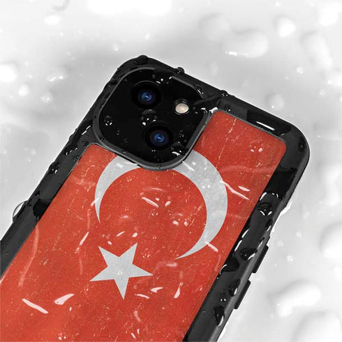 Turkish Flag Distressed iPhone 15 Plus Waterproof Case