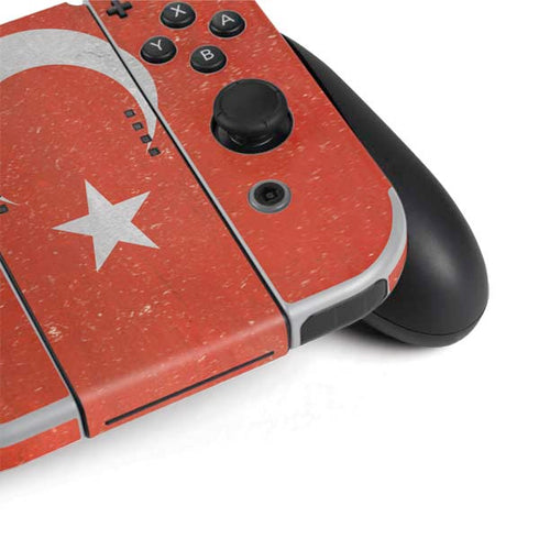 Turkish Flag Distressed Nintendo Switch OLED (2021) Skin