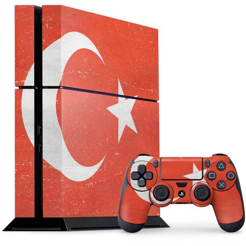 Turkish Flag Distressed PS4 Console and Controller Bundle Skin