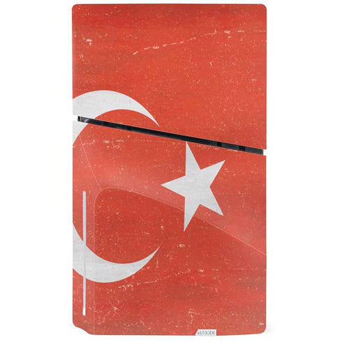 Turkish Flag Distressed PS5 Slim Disk Bundle Skin