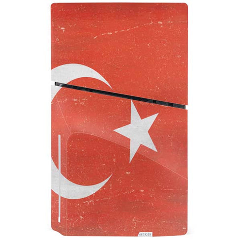 Turkish Flag Distressed PS5 Slim Disk Console Skin
