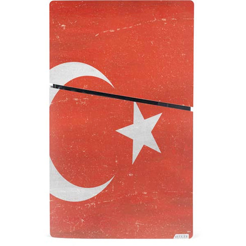Turkish Flag Distressed PS5 Slim Digital Edition Bundle Skin