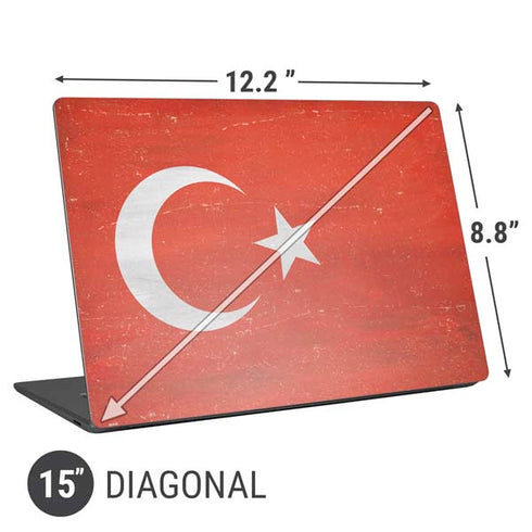 Turkish Flag Distressed Universal Laptop 15in (12.2 x 8.8in) Skin