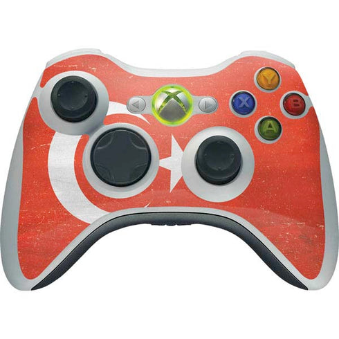 Turkish Flag Distressed Xbox 360 Wireless Controller Skin