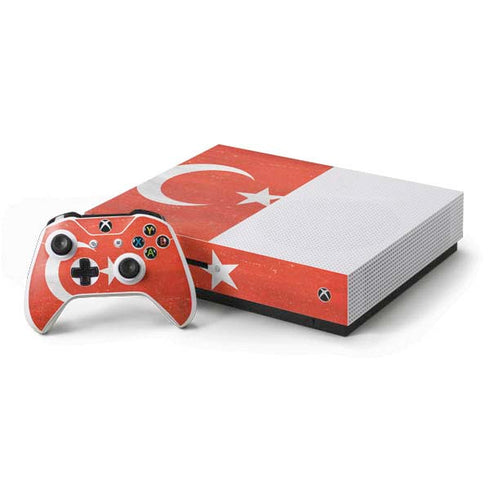 Turkish Flag Distressed Xbox One S Console and Controller Bundle Skin