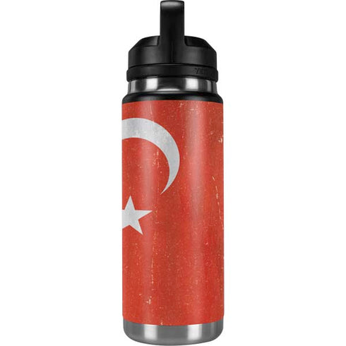 Turkish Flag Distressed YETI Rambler 26oz Bottle Skin