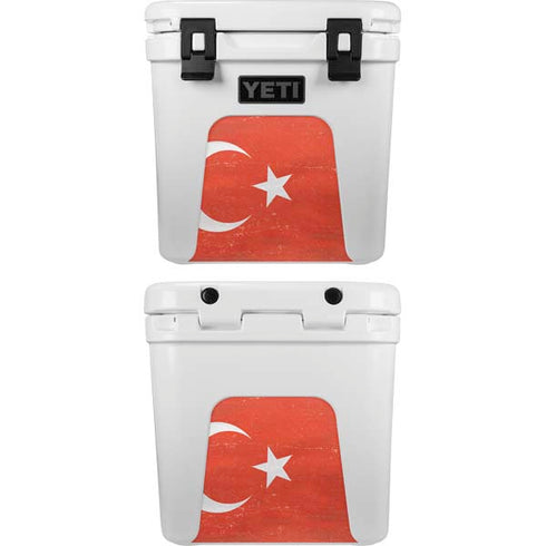 Turkish Flag Distressed YETI Roadie 24 Hard Cooler Skin