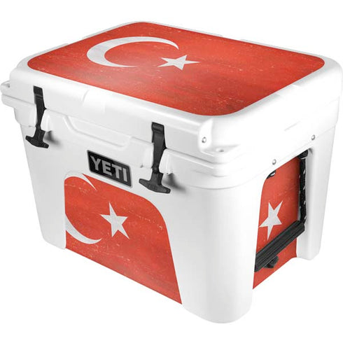 Turkish Flag Distressed YETI Tundra 35 Hard Cooler Skin