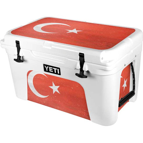 Turkish Flag Distressed YETI Tundra 45 Hard Cooler Skin