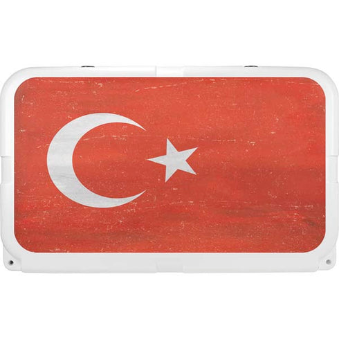 Turkish Flag Distressed YETI Tundra 45 Hard Cooler Skin