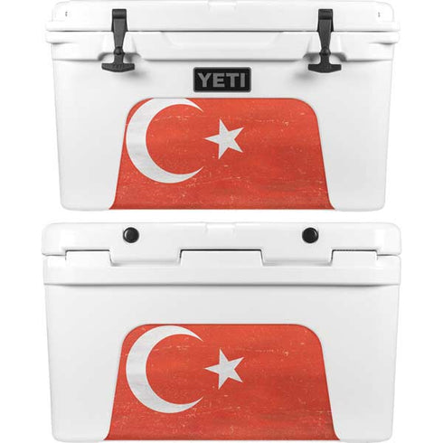Turkish Flag Distressed YETI Tundra 45 Hard Cooler Skin