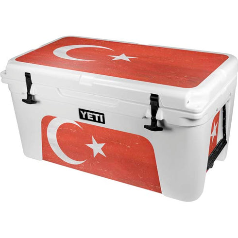 Turkish Flag Distressed YETI Tundra 65 Hard Cooler Skin