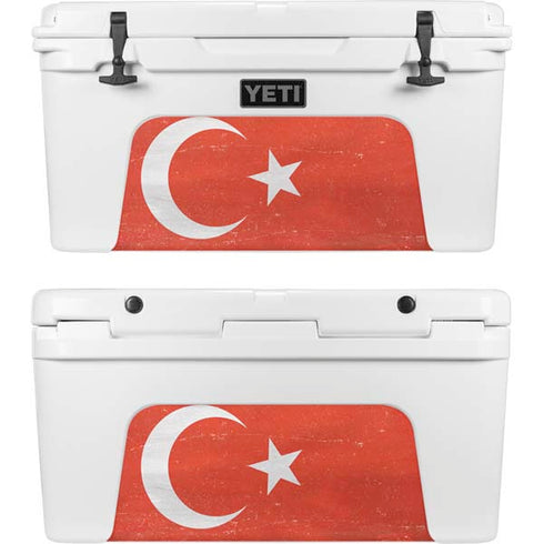Turkish Flag Distressed YETI Tundra 65 Hard Cooler Skin