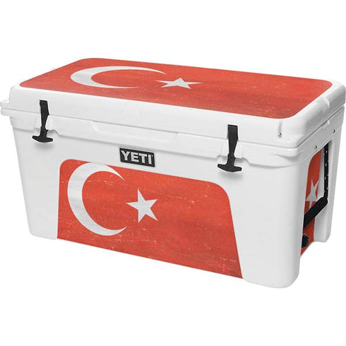 Turkish Flag Distressed YETI Tundra 75 Hard Cooler Skin