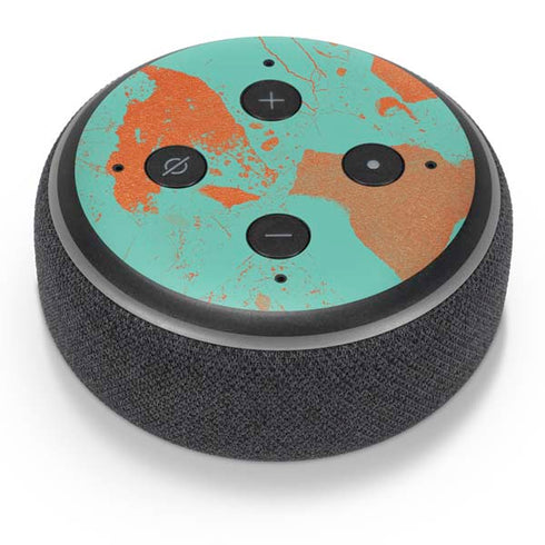 Turquoise and Orange Marble Amazon Echo Dot Skin