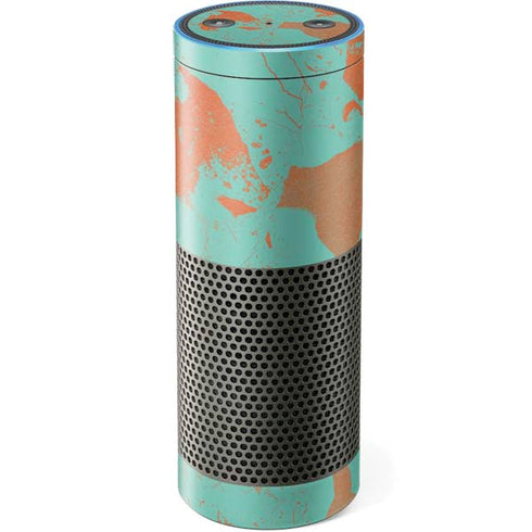 Turquoise and Orange Marble Amazon Echo Skin