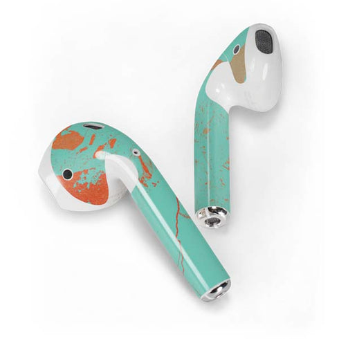 Turquoise and Orange Marble Apple AirPods 2 Skin