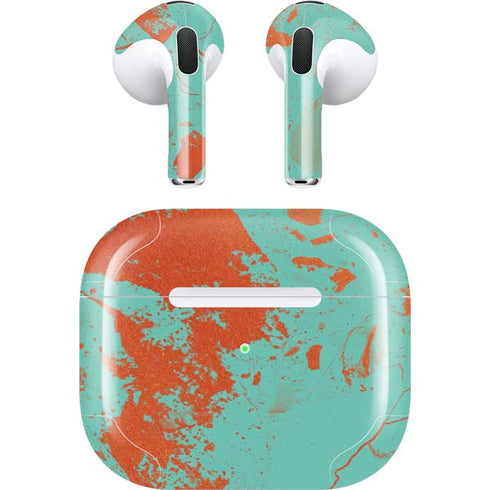 Turquoise and Orange Marble Apple AirPods (3rd Gen 2021) Skin