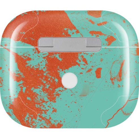 Turquoise and Orange Marble Apple AirPods (3rd Gen 2021) Skin