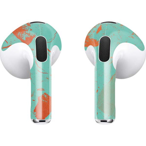 Turquoise and Orange Marble Apple AirPods (3rd Gen 2021) Skin