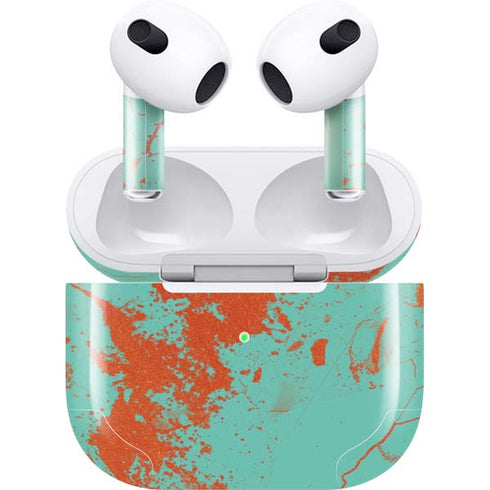 Turquoise and Orange Marble Apple AirPods (3rd Gen 2021) Skin