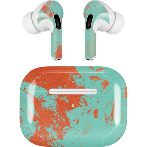 Turquoise and Orange Marble Apple AirPods Pro Skin