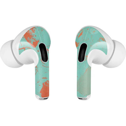 Turquoise and Orange Marble Apple AirPods Pro Skin