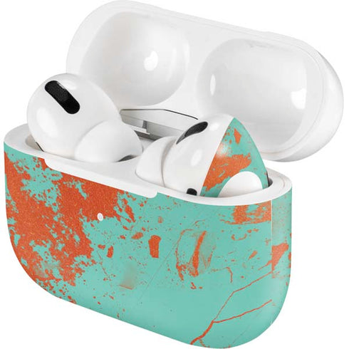 Turquoise and Orange Marble Apple AirPods Pro Skin