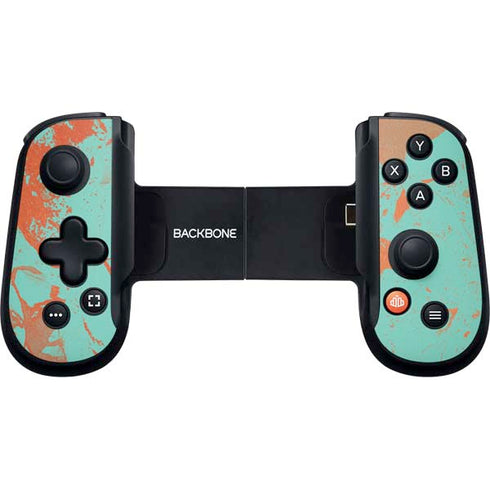 Turquoise and Orange Marble Backbone One for iPhone Game Controller Skin