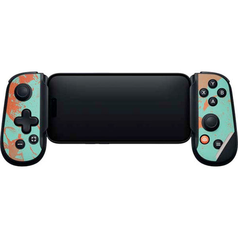 Turquoise and Orange Marble Backbone One for iPhone Game Controller Skin