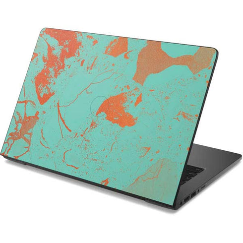 Turquoise and Orange Marble Dell Chromebook Skin