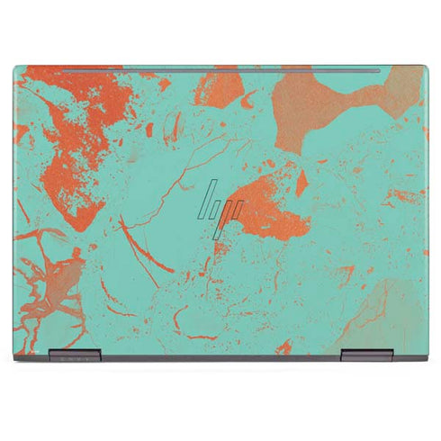 Turquoise and Orange Marble HP Envy Skin