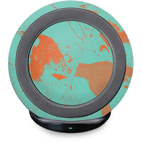 Turquoise and Orange Marble Fast Charge Wireless Charging Stand Skin