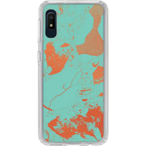 Turquoise and Orange Marble Galaxy A10e Clear Case