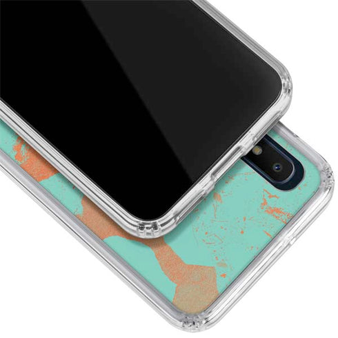 Turquoise and Orange Marble Galaxy A10e Clear Case