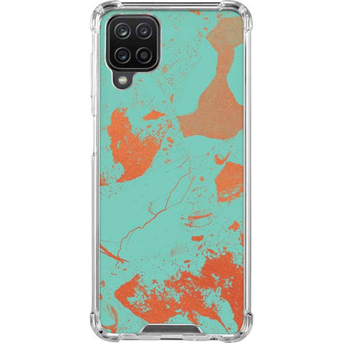 Turquoise and Orange Marble Galaxy A12 Clear Case
