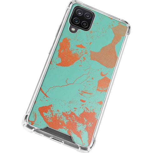 Turquoise and Orange Marble Galaxy A12 Clear Case