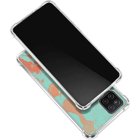 Turquoise and Orange Marble Galaxy A12 Clear Case