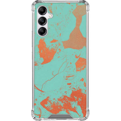 Turquoise and Orange Marble Galaxy A14 5G Clear Case