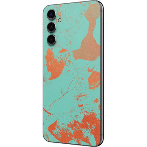 Turquoise and Orange Marble Galaxy A14 5G Skin