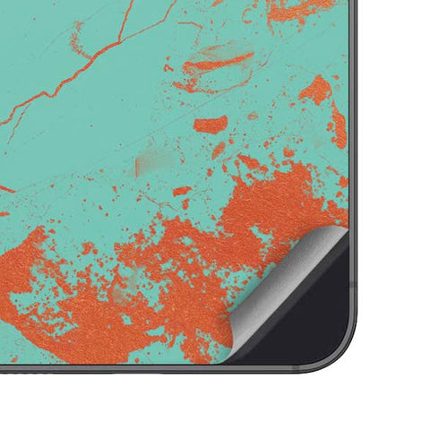 Turquoise and Orange Marble Galaxy A14 5G Skin