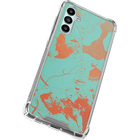Turquoise and Orange Marble Galaxy A15 5G Clear Case