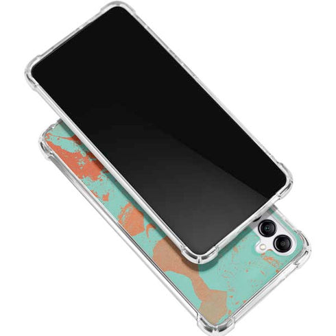Turquoise and Orange Marble Galaxy A15 5G Clear Case