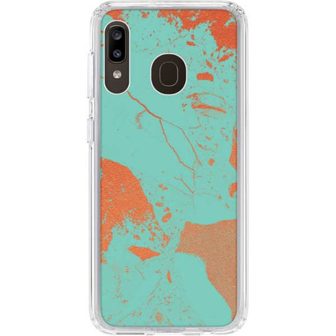 Turquoise and Orange Marble Galaxy A20 Clear Case