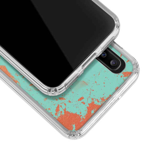 Turquoise and Orange Marble Galaxy A20 Clear Case