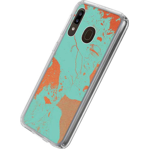 Turquoise and Orange Marble Galaxy A20 Clear Case