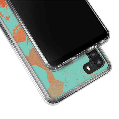 Turquoise and Orange Marble Galaxy A21 Clear Case