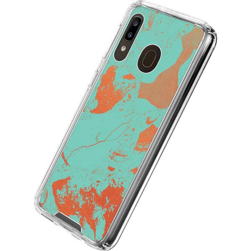 Turquoise and Orange Marble Galaxy A30 Clear Case