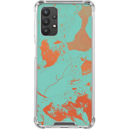 Turquoise and Orange Marble Galaxy A32 5G Clear Case