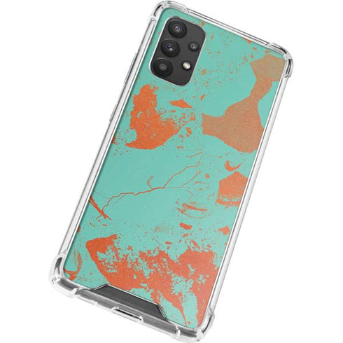 Turquoise and Orange Marble Galaxy A32 5G Clear Case
